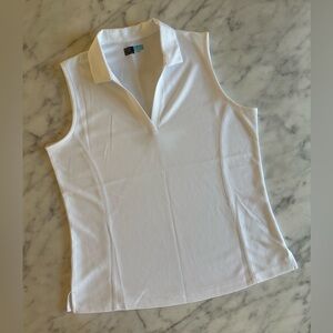 PGA TOUR Airflux™ Sleeveless White Polo Shirt - Women’s Large NWOT